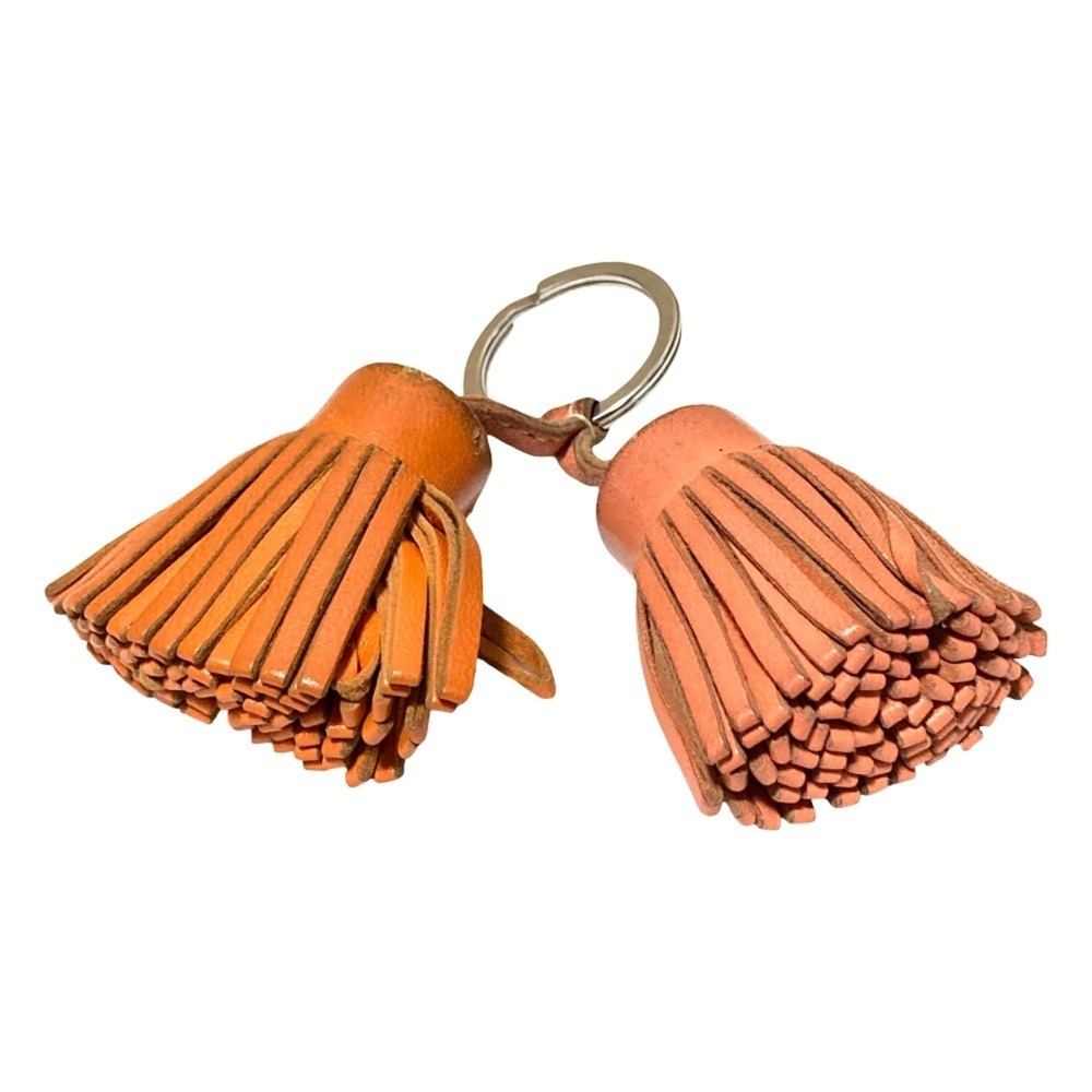 HERMES Carmen Unodos Keyring Accessory Bag Charm Pink Orange Women's